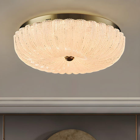 Texture Gold Crystal Drum LED Flush Mount Ceiling Light Image - 1