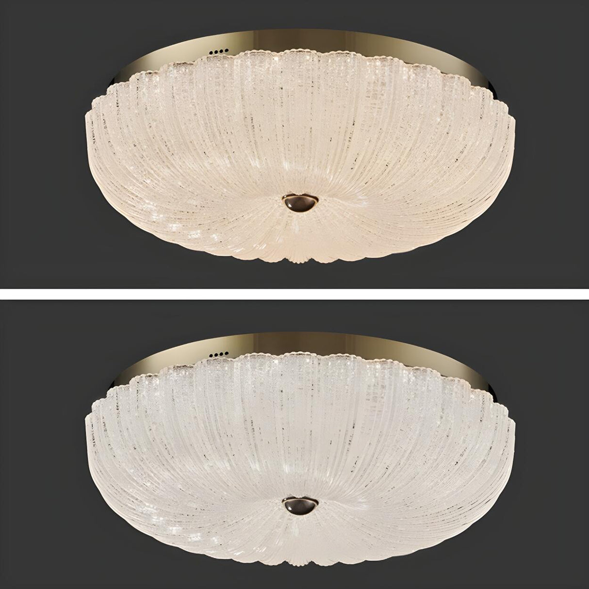 Texture Gold Crystal Drum LED Flush Mount Ceiling Light Image - 11