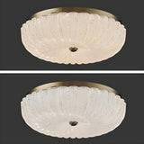 Texture Gold Crystal Drum LED Flush Mount Ceiling Light Image - 11