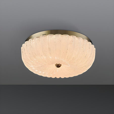 Texture Gold Crystal Drum LED Flush Mount Ceiling Light Image - 2