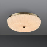 Texture Gold Crystal Drum LED Flush Mount Ceiling Light Image - 3