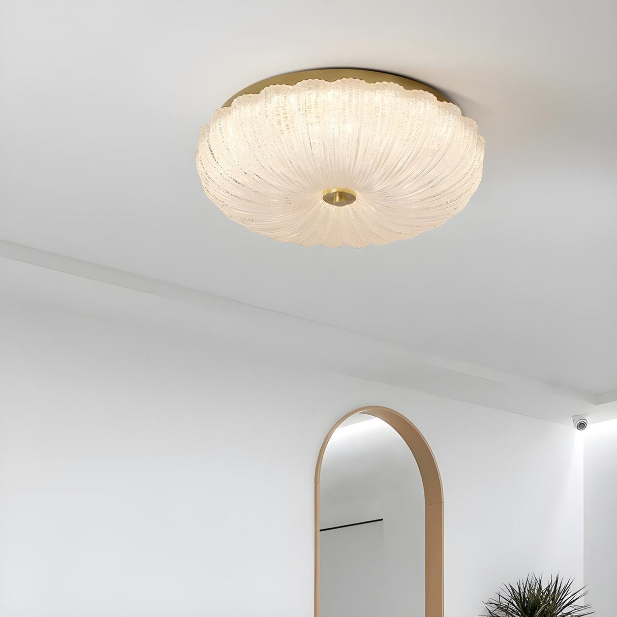 Texture Gold Crystal Drum LED Flush Mount Ceiling Light Image - 4