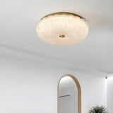 Texture Gold Crystal Drum LED Flush Mount Ceiling Light Image - 4