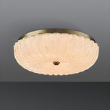 Texture Gold Crystal Drum LED Flush Mount Ceiling Light Image - 5