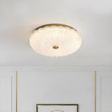 Texture Gold Crystal Drum LED Flush Mount Ceiling Light Image - 6