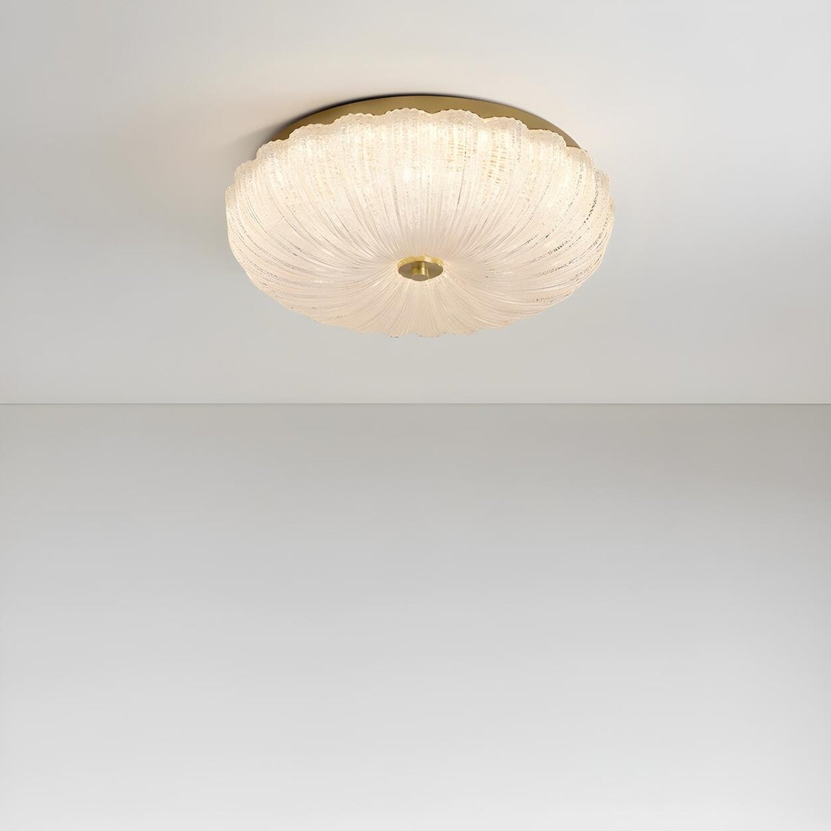 Texture Gold Crystal Drum LED Flush Mount Ceiling Light Image - 7