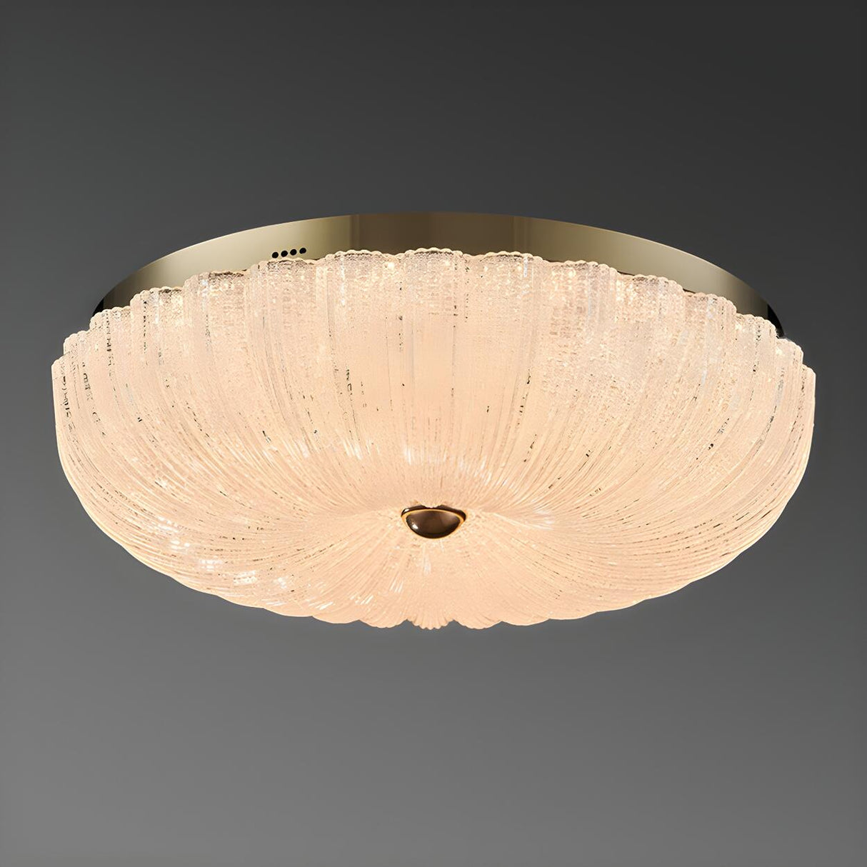 Texture Gold Crystal Drum LED Flush Mount Ceiling Light Image - 9