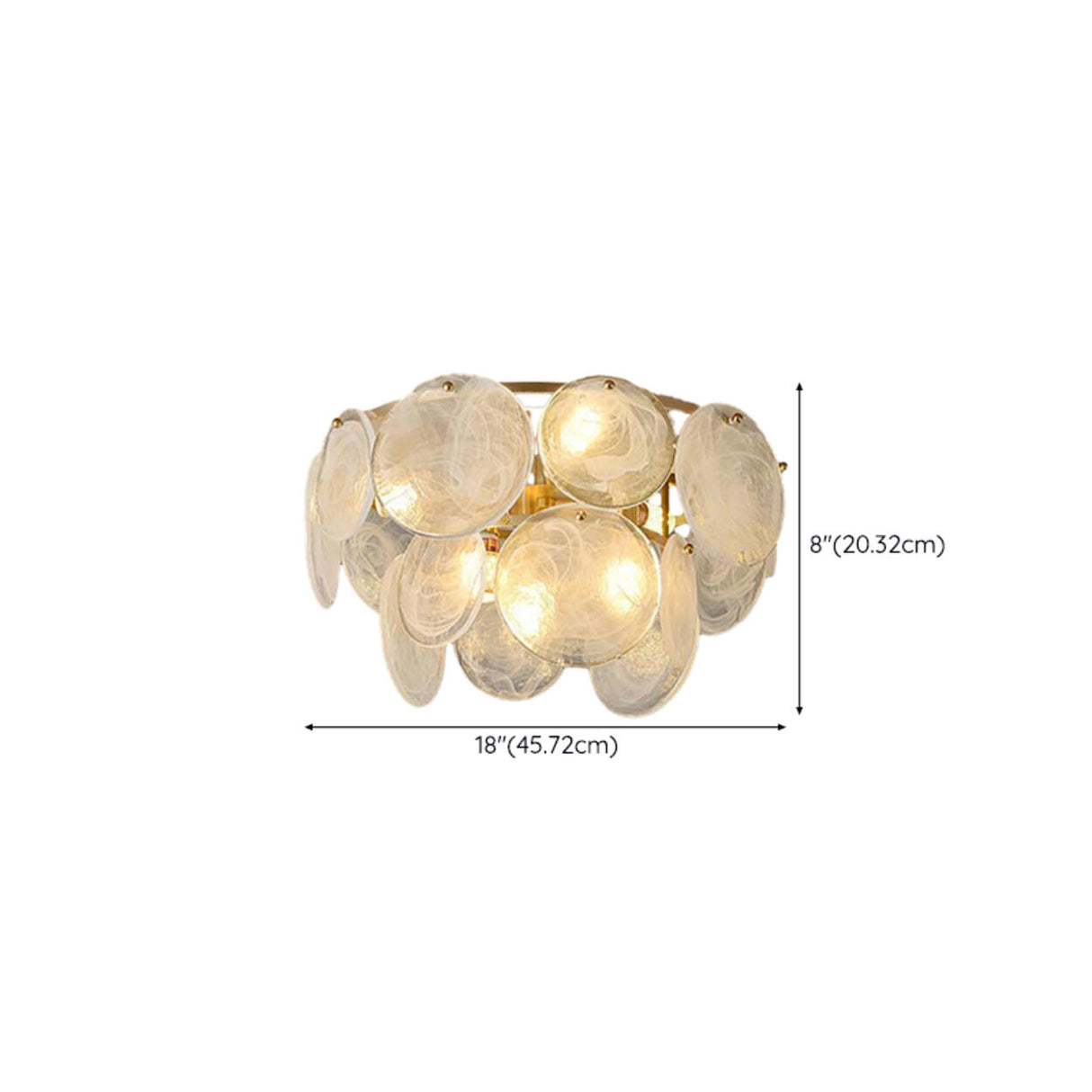 Textured Glass Discs Gold Tiered Semi-Flush Mount Light 