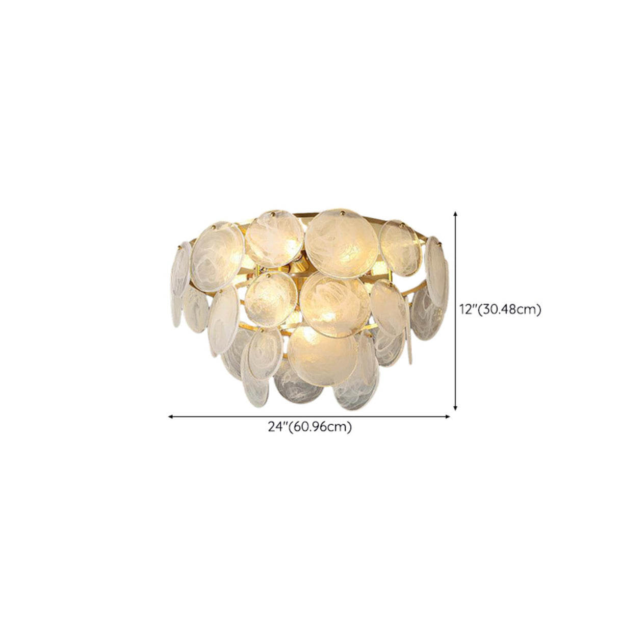 Textured Glass Discs Gold Tiered Semi-Flush Mount Light Image - 13