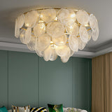 Textured Glass Discs Gold Tiered Semi-Flush Mount Light Image - 3