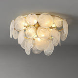 Textured Glass Discs Gold Tiered Semi-Flush Mount Light Image - 6