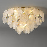 Textured Glass Discs Gold Tiered Semi-Flush Mount Light Image - 7