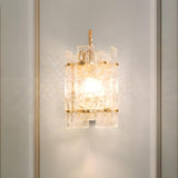 Textured Glass Gold Curved Cylinder LED Wall Sconce Image - 2