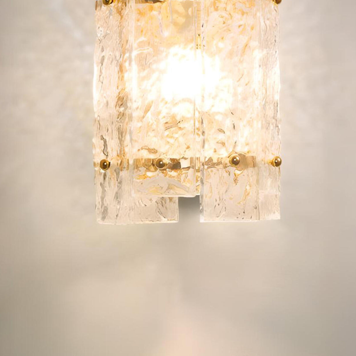 Textured Glass Gold Curved Cylinder LED Wall Sconce Image - 4