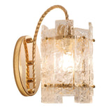 Textured Glass Gold Curved Cylinder LED Wall Sconce Image - 5