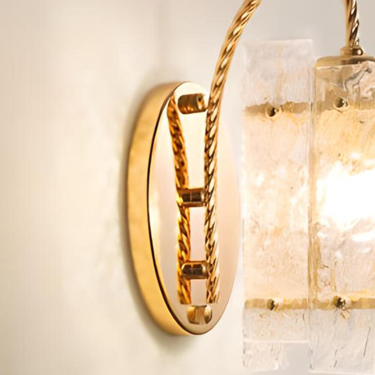 Textured Glass Gold Curved Cylinder LED Wall Sconce Image - 6