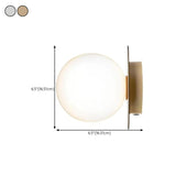 Textured Glass White Globe Vanity Light Fixture #size