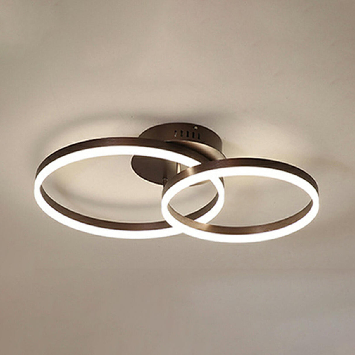 Three White Circle LED Semi-Flush Mount Ceiling Light Image - 14