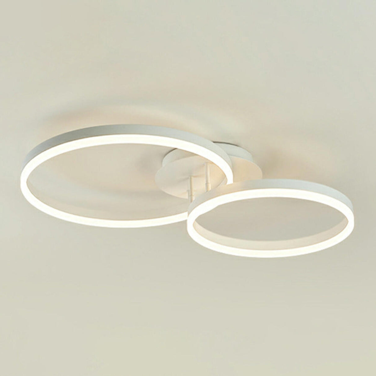 Three White Circle LED Semi-Flush Mount Ceiling Light Image - 18