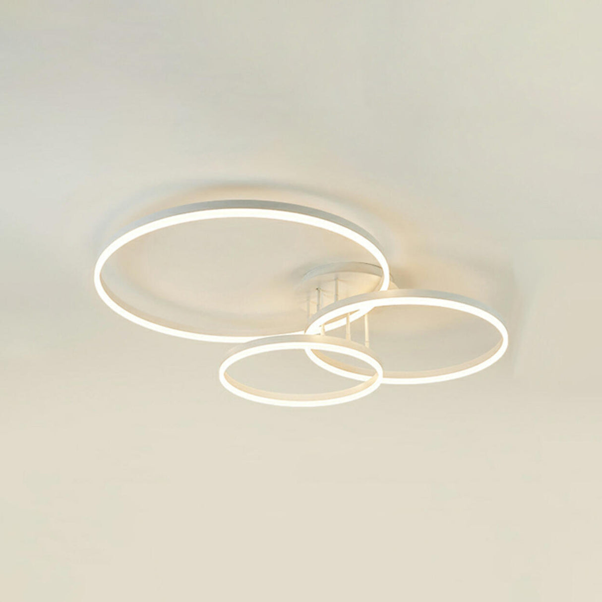 Three White Circle LED Semi-Flush Mount Ceiling Light Image - 20