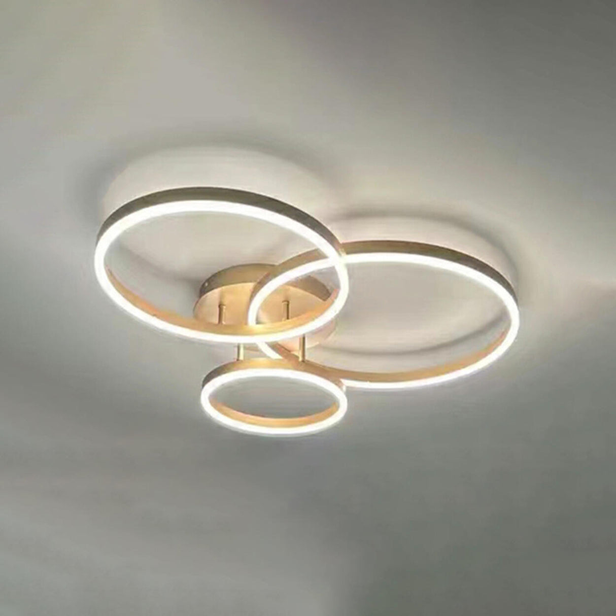 Three White Circle LED Semi-Flush Mount Ceiling Light Image - 22