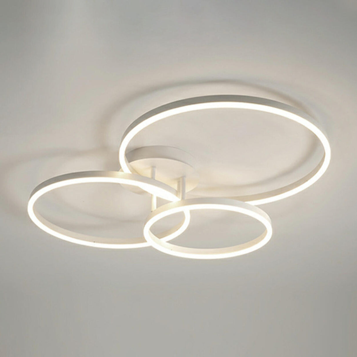 Three White Circle LED Semi-Flush Mount Ceiling Light Image - 27