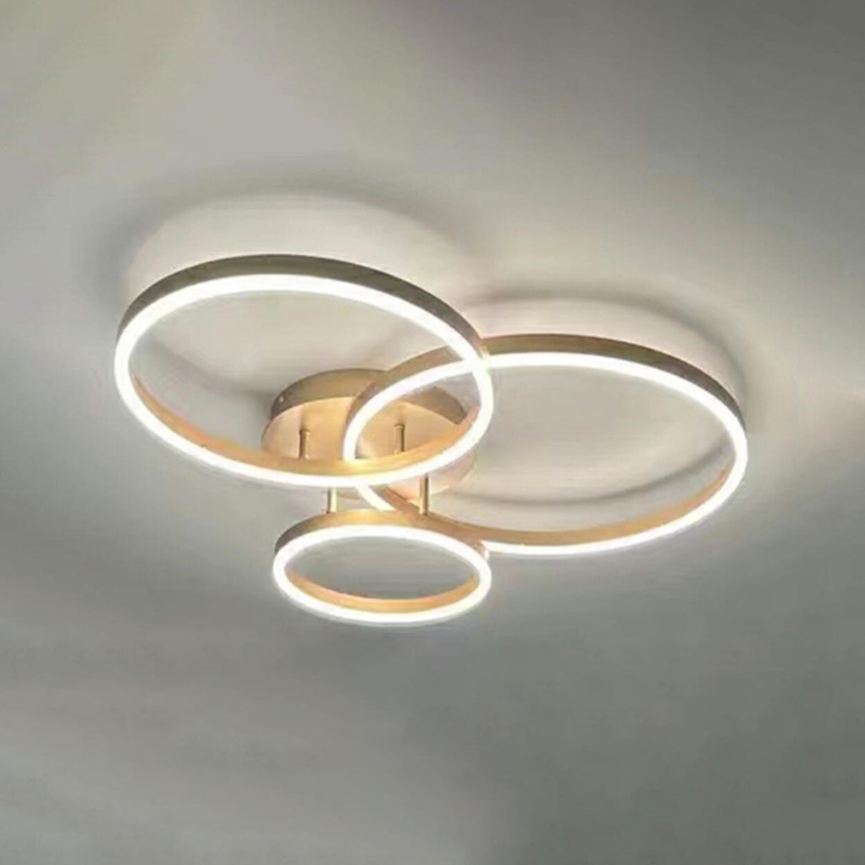 Three White Circle LED Semi-Flush Mount Ceiling Light Image - 29