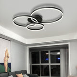 Three White Circle LED Semi-Flush Mount Ceiling Light Image - 3