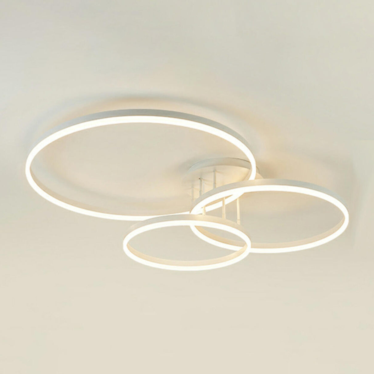 Three White Circle LED Semi-Flush Mount Ceiling Light Image - 33