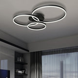 Three White Circle LED Semi-Flush Mount Ceiling Light Image - 5