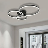 Three White Circle LED Semi-Flush Mount Ceiling Light Image - 8