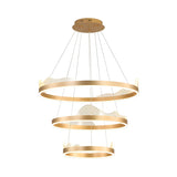 Tiered Acrylic Wavy Gold Ring LED Modern Chandelier Image - 3