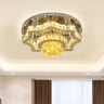 Tiered Crystal Round Sun Chrome LED Flush Mount Light Image - 1