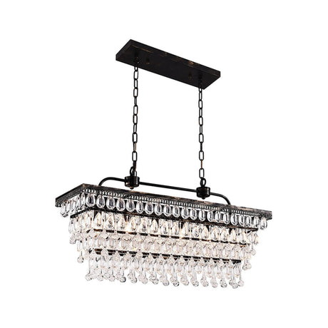 Tiered Droplets Rectangular Crystal Chandelier Light Image - 2