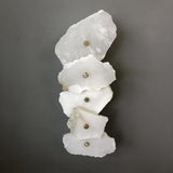 Tiered Geometric White Stone Bedside Wall Sconce Image - 15