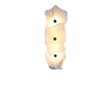 Tiered Geometric White Stone Bedside Wall Sconce Image - 2