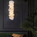 Tiered Geometric White Stone Bedside Wall Sconce Image - 6