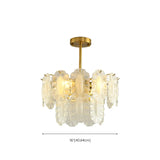 Tiered Glass Gold Pearl Adjustable Height Bedroom Chandelier Image - 16