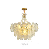 Tiered Glass Gold Pearl Adjustable Height Bedroom Chandelier Image - 21