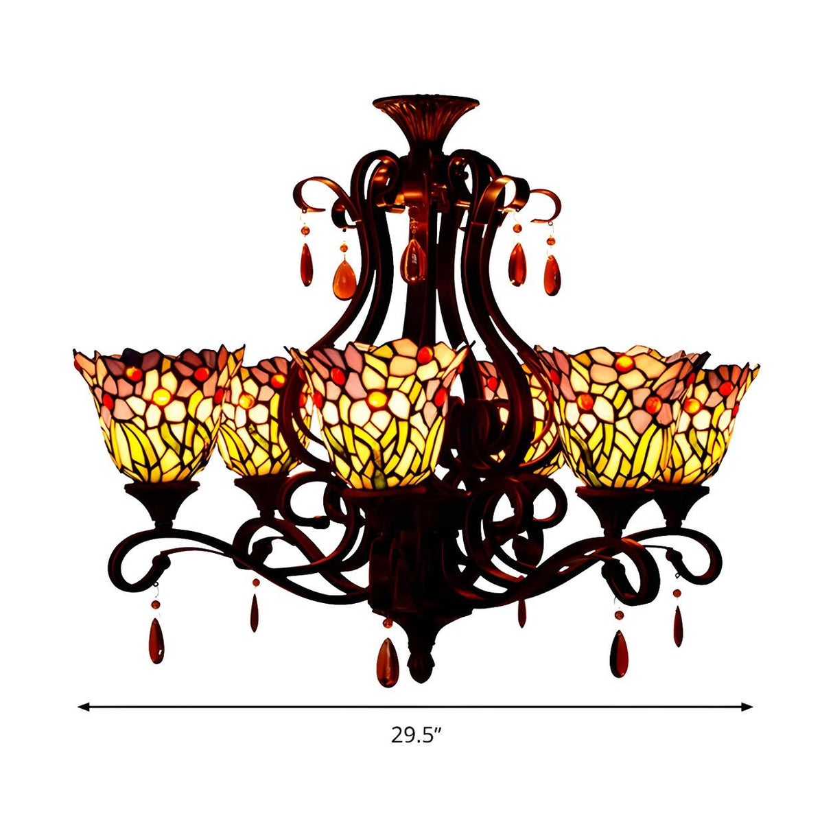 Tiffany Bedroom Colorful Floral Stained Glass Chandelier 