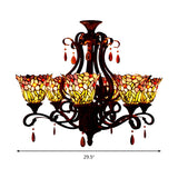 Tiffany Bedroom Colorful Floral Stained Glass Chandelier #size