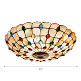 Tiffany Beige Cabochon Glass Flush Mount Ceiling Light Image - 4