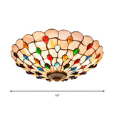 Tiffany Beige Cabochon Glass Flush Mount Ceiling Light Image - 9