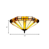 Tiffany Brown Cone Glass Small Flush Mount Ceiling Lamp #size