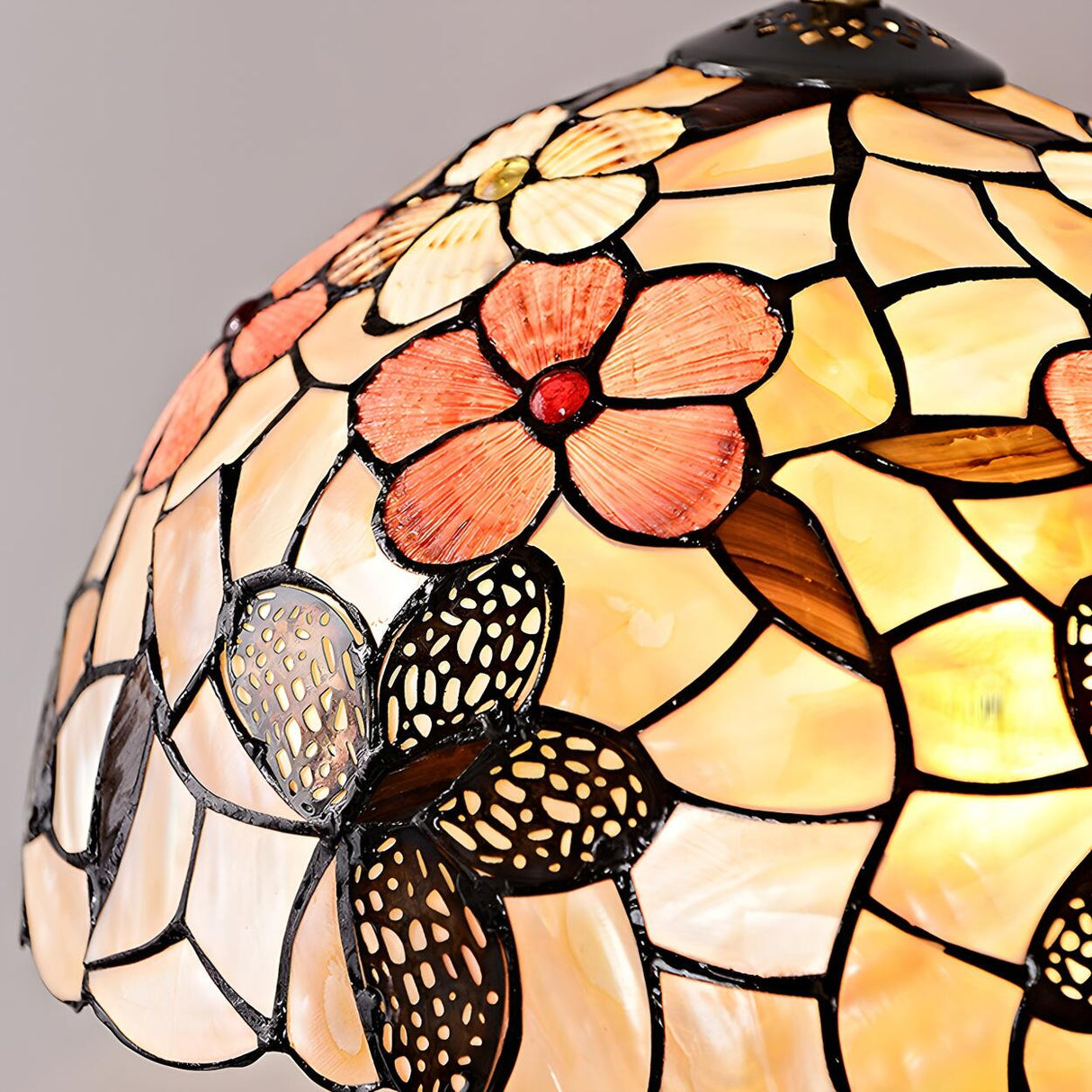 Tiffany Butterfly Glass Shade Art Swan Base Table Lamp Image - 8