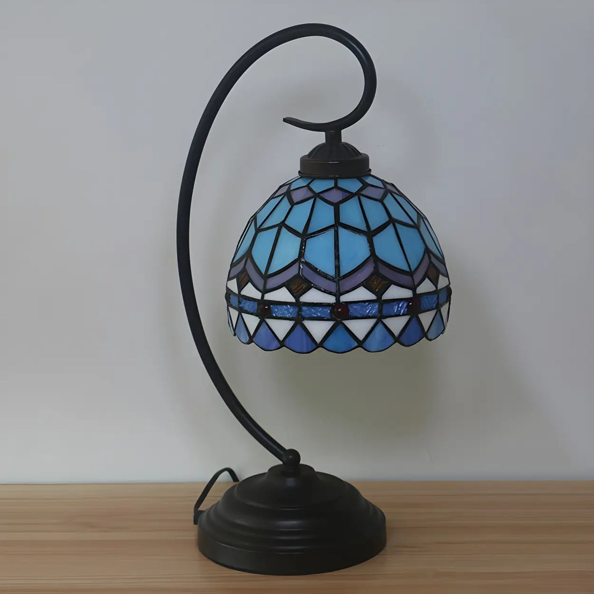 Tiffany Classic Gooseneck Dome Stained Glass Desk Lamp Image - 2