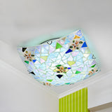 Tiffany Convex Square Stained Glass Flush Mount Light Image - 2