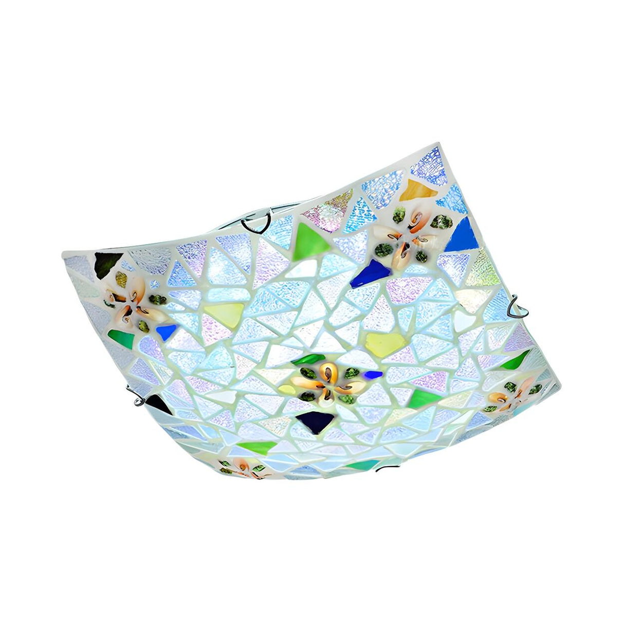 Tiffany Convex Square Stained Glass Flush Mount Light Image - 3