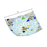 Tiffany Convex Square Stained Glass Flush Mount Light Image - 4