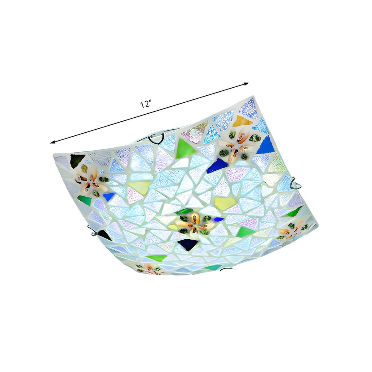 Tiffany Convex Square Stained Glass Flush Mount Light Image - 5